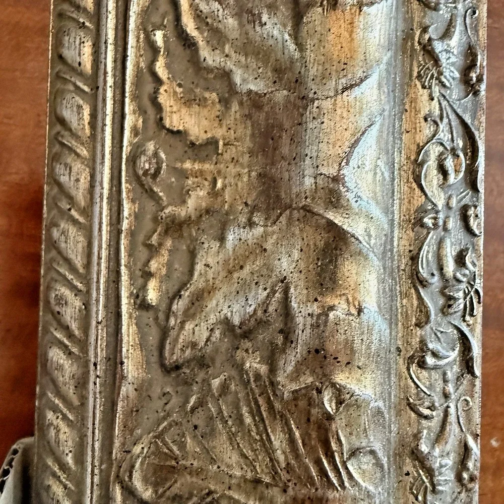 Vintage Hand carved Gilded Wood Picture Frames 8x10 Gold Silver Set of 2